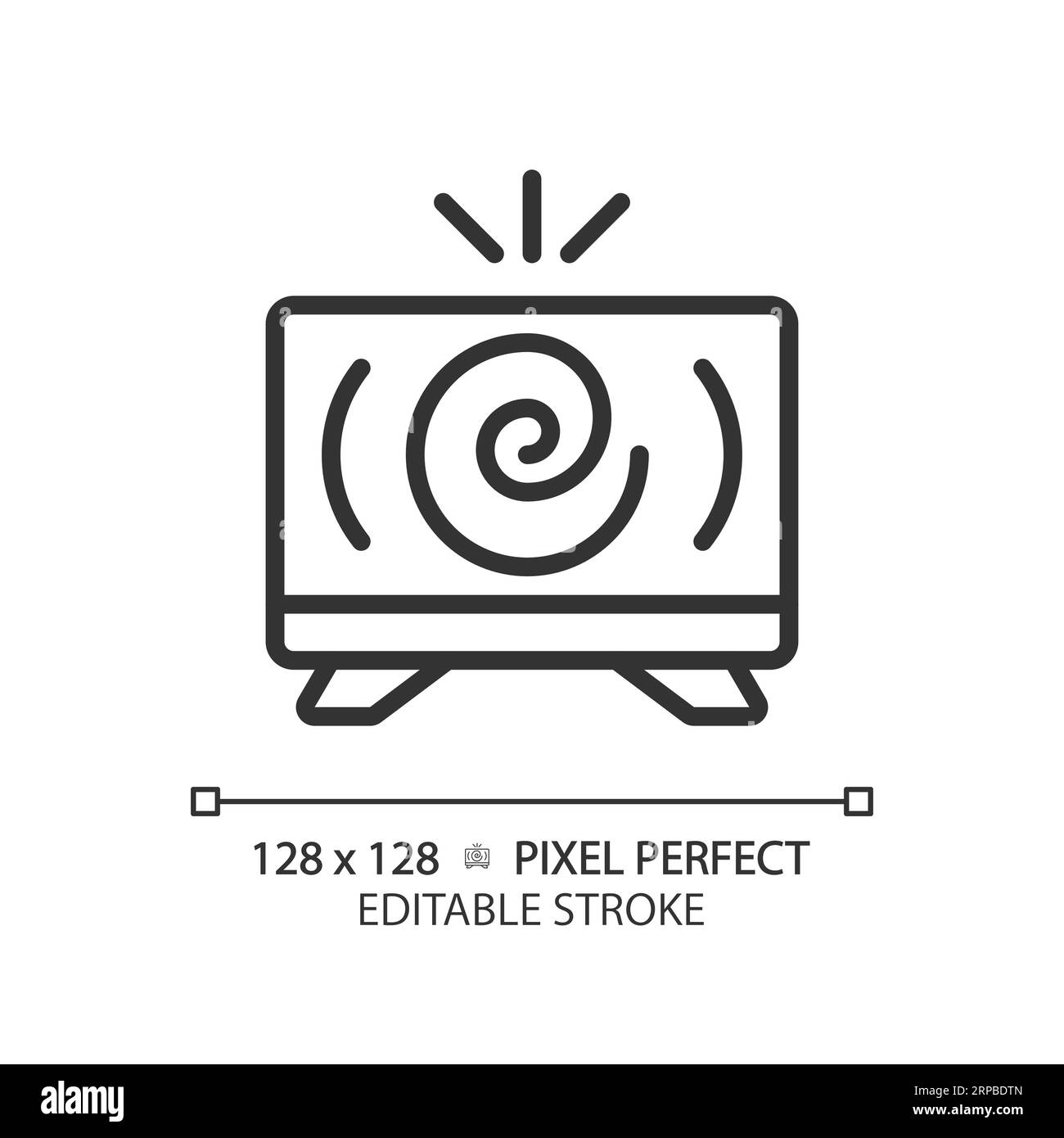 Icône d'informations télévisées noire linéaire 2D personnalisable Illustration de Vecteur