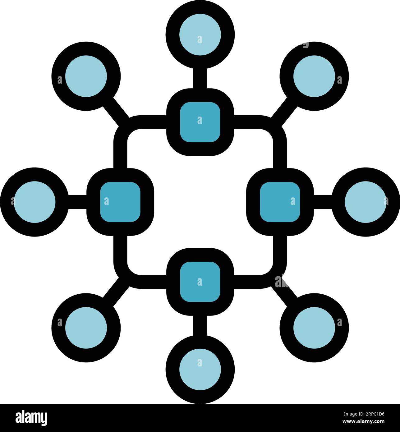 Vecteur de contour d'icône de molécule. Peptide aminé. Couleur acide protéique plate Illustration de Vecteur