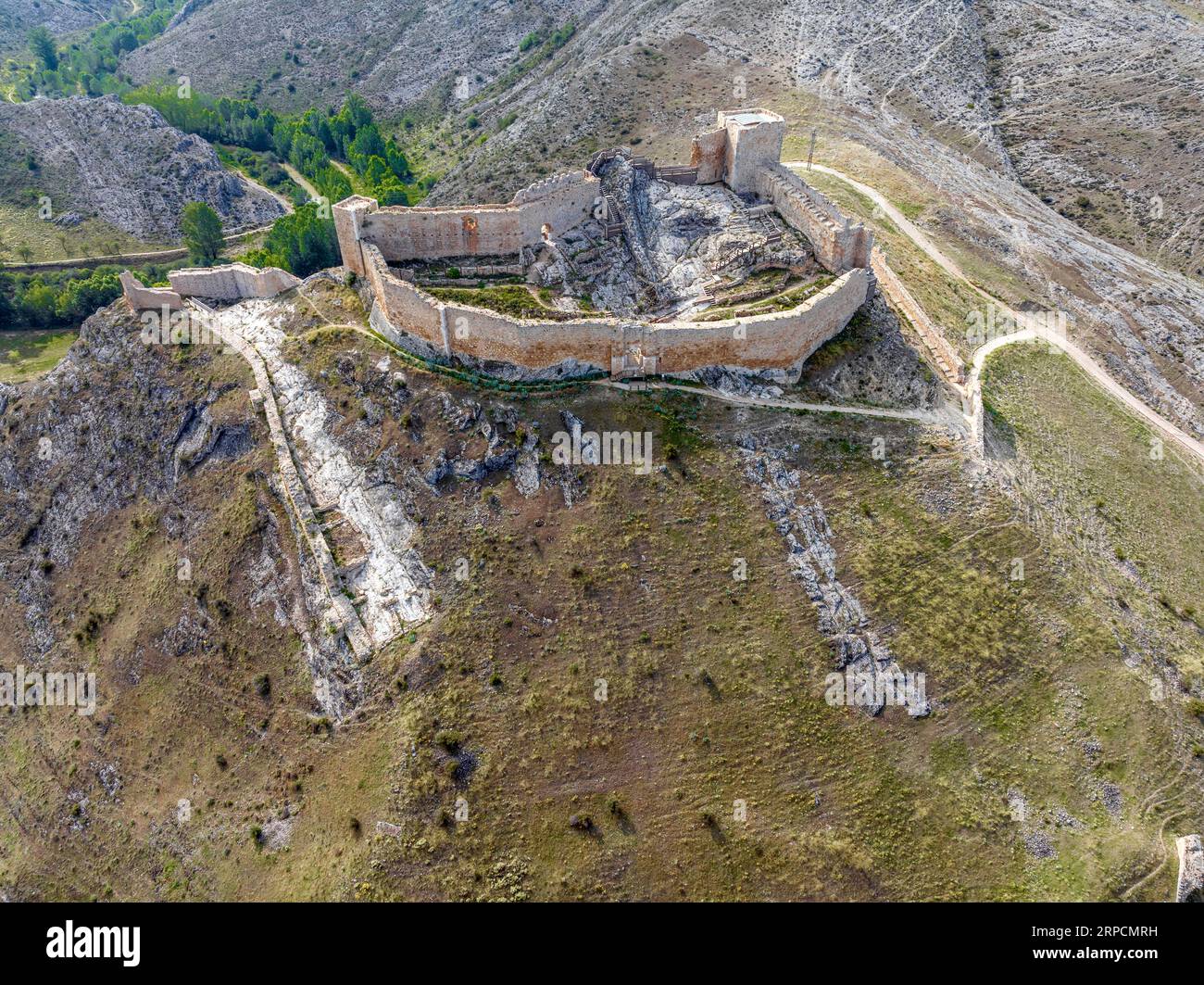Osma province de Soria, vue aérienne de Castillo Fortaleza. Espagne Banque D'Images