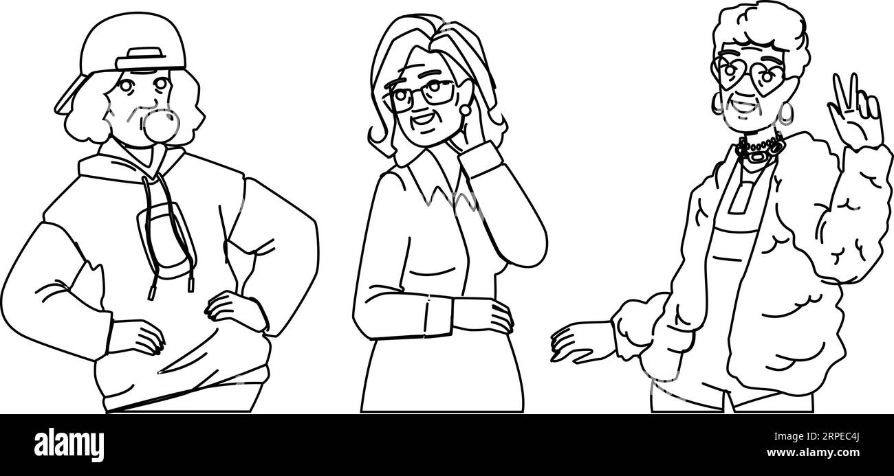 vecteur de mode femme senior mature Illustration de Vecteur