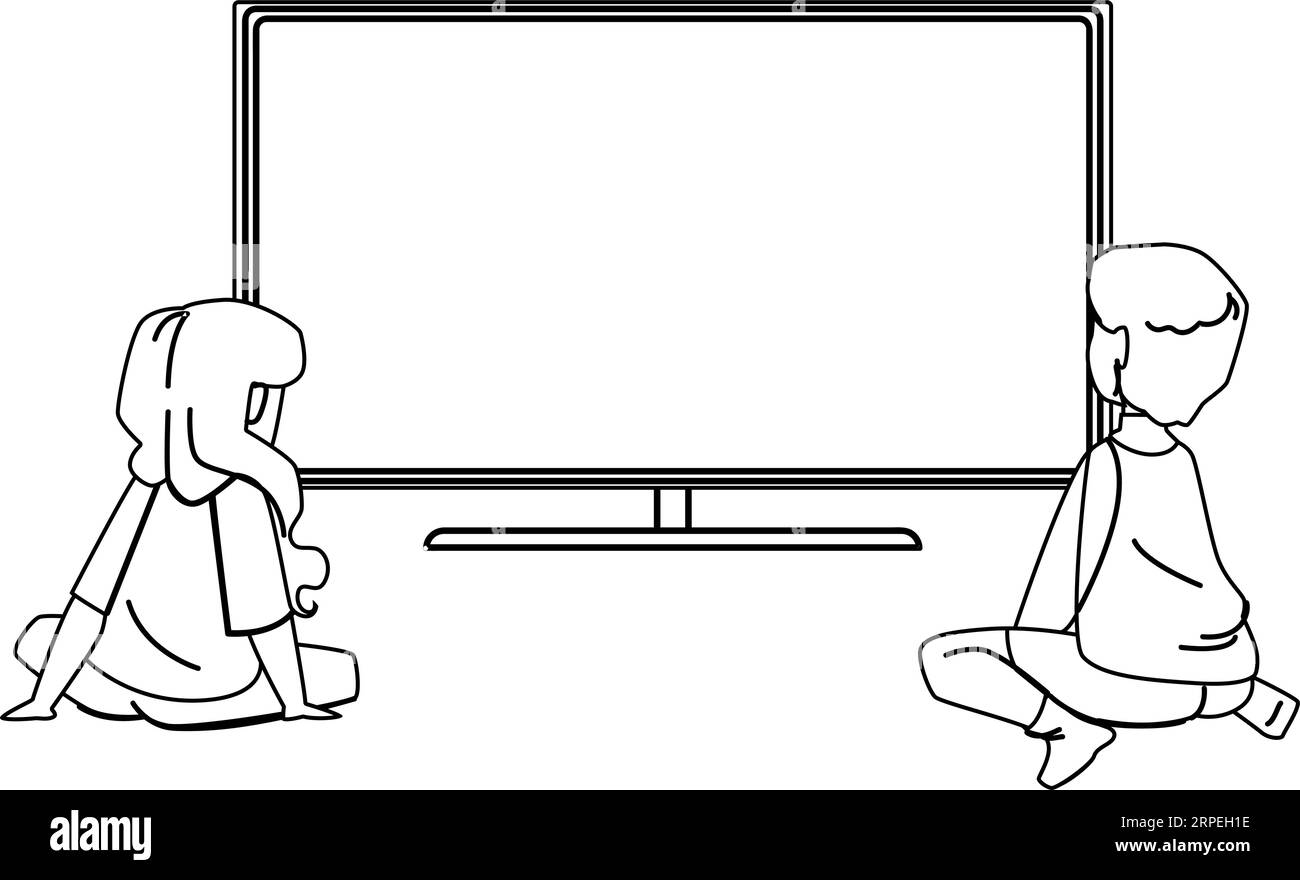 enfant regardant un vecteur tv Illustration de Vecteur