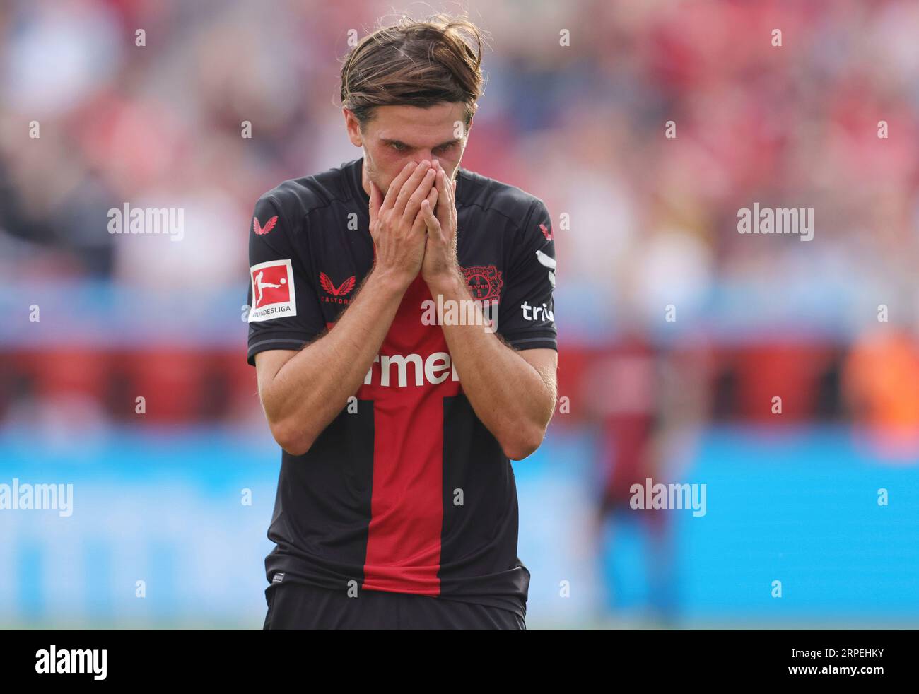 Leverkusen, Deutschland. 02 septembre 2023. Firo : 02.09.2023 1.Bundesliga première division saison 2023/24 Bayer 04 Leverkusen -Darmstadt 98 Gesture, Jonas Hofmann Bayer Credit : dpa/Alamy Live News Banque D'Images