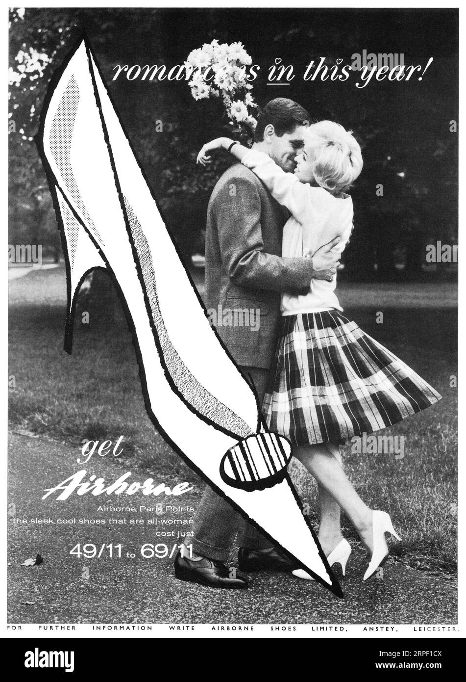 1960 Publicité britannique pour les chaussures Airborne pour femme. Banque D'Images