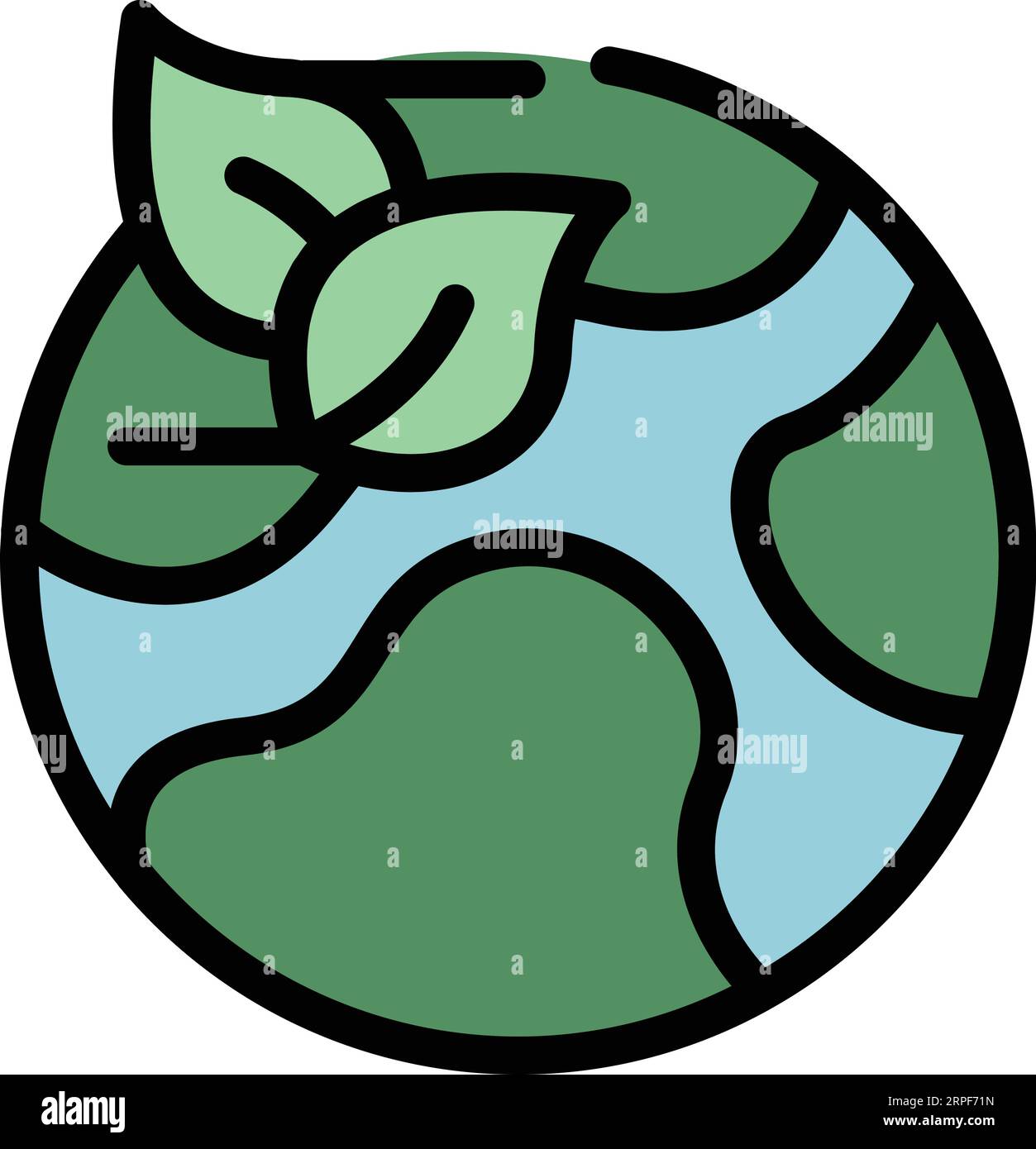 Vecteur de contour d'icône d'énergie écologique de planète. Station spatiale. Cycle de couleur du carburant à plat Illustration de Vecteur