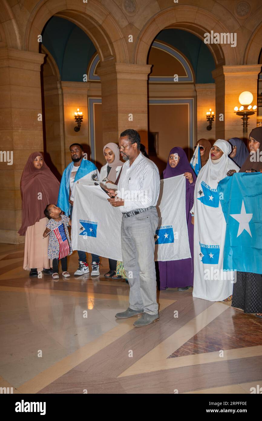 St. Paul, Minnesota. capitole de l'État. Rassemblement pour sensibiliser aux violations des droits humains qui ont lieu à las Anod, en Somalie. Banque D'Images