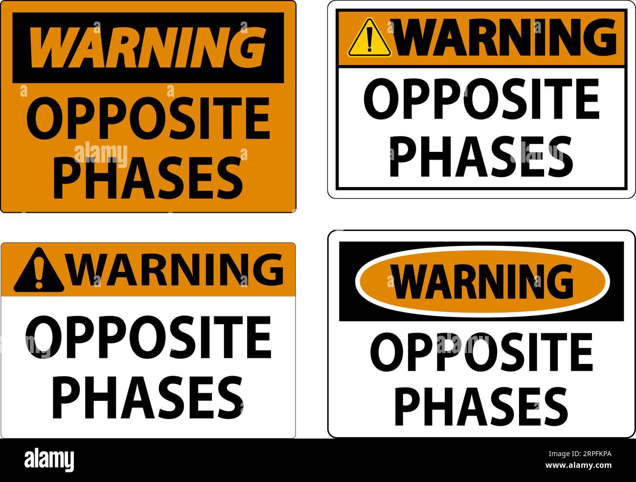 Signe d'avertissement, phases opposées Illustration de Vecteur