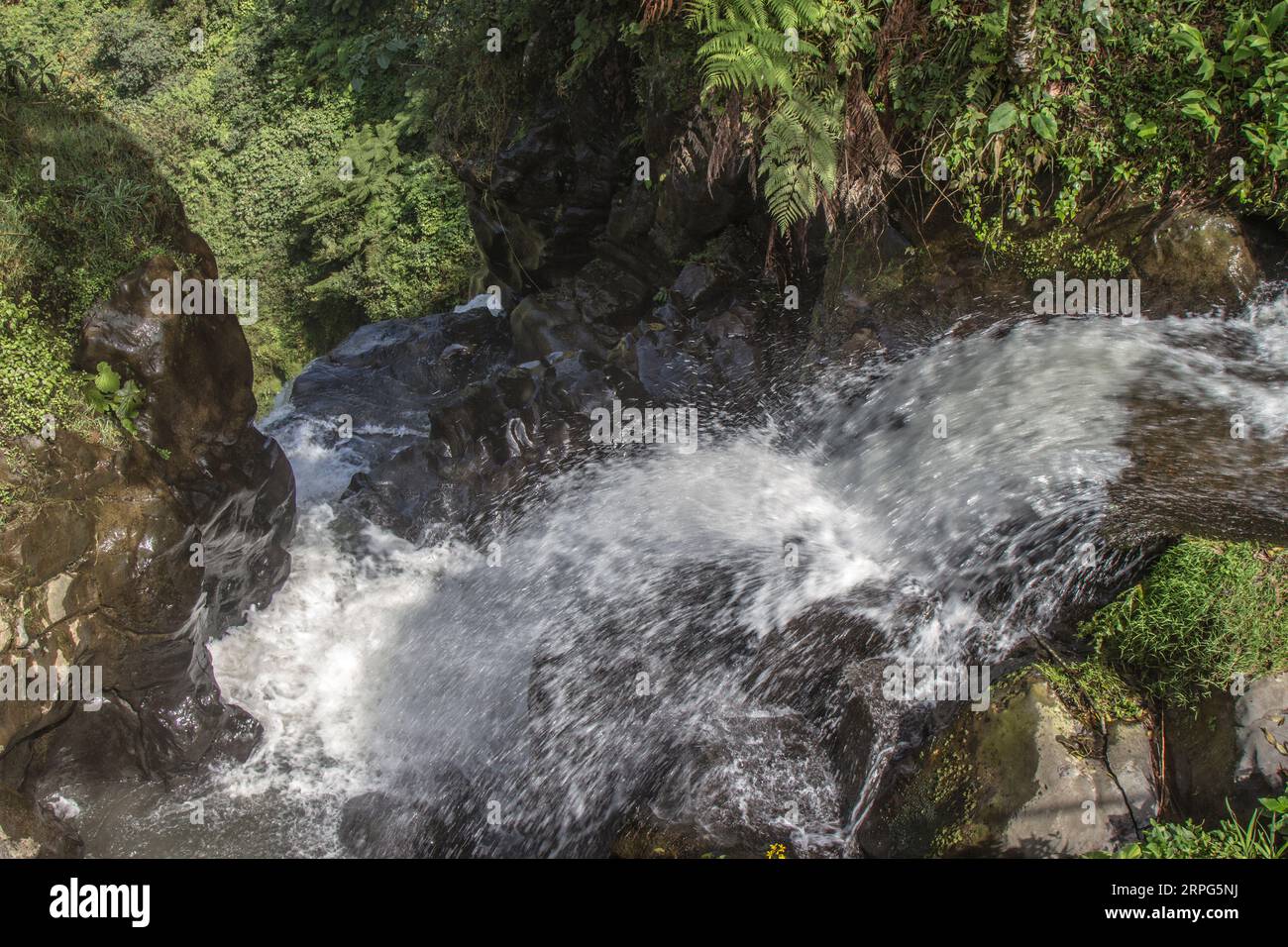 Photo prise d'en haut d'une grande cascade dans la jungle dans l'état de Michoacán, Mexique. Banque D'Images