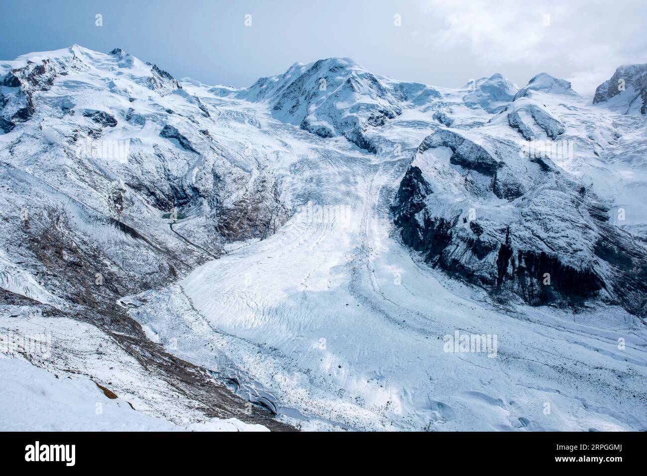 Glacier Gorner, Monte Rosa massif Zermatt, Canton du Valais, Suisse. Banque D'Images