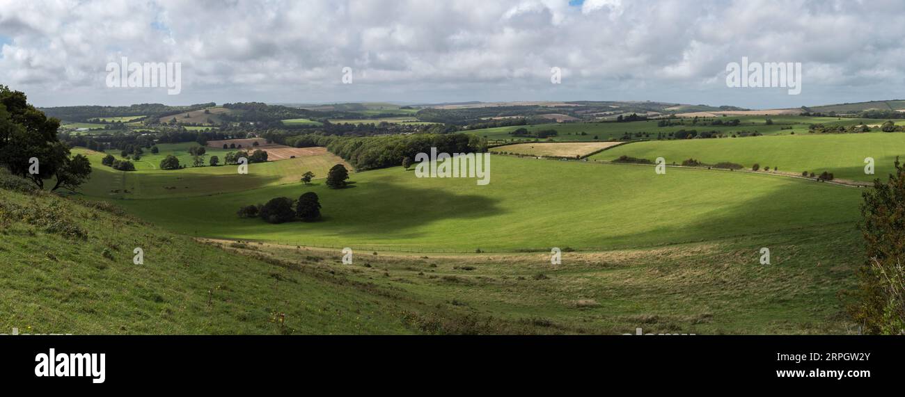 La vue depuis le fort de Cissbury sur la campagne de l'East Sussex (vue regardant NW), West Sussex, Royaume-Uni. Banque D'Images