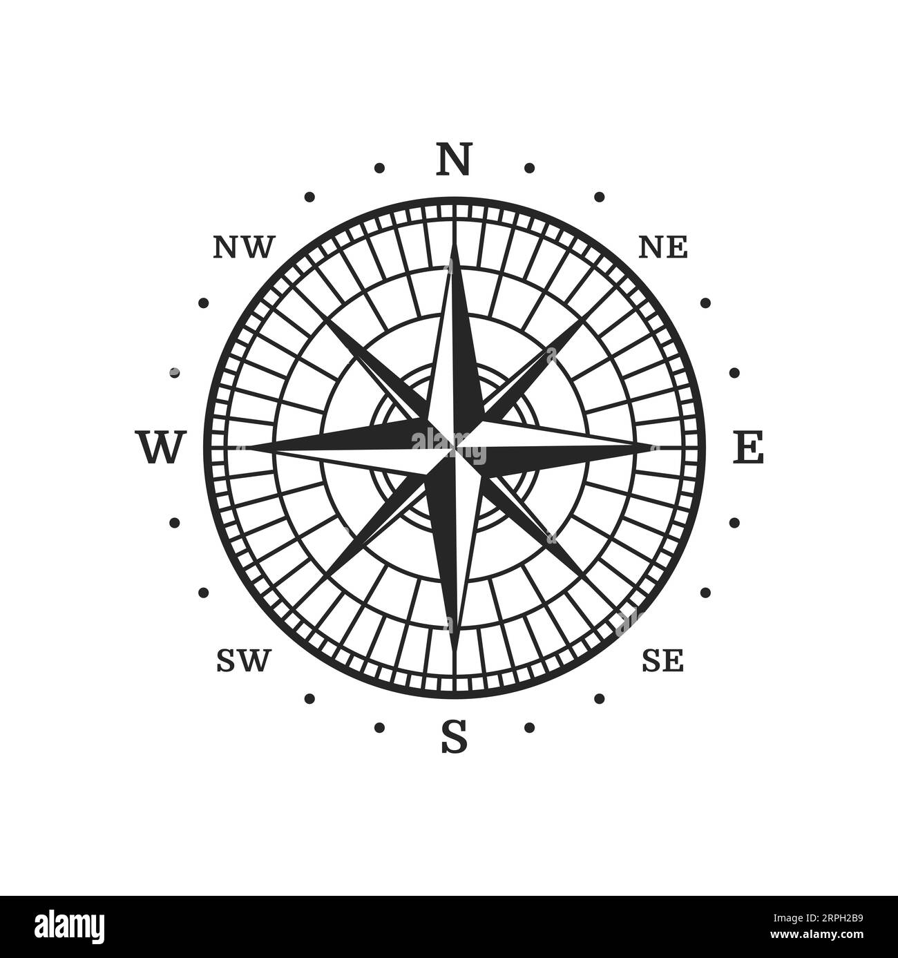 Ancienne boussole, étoile rose des vents de carte vintage, voyage maritime et symbole vectoriel de navigation nautique. Boussole vintage avec flèches de direction nord-ouest et est-sud, cartographie navale et rose des vents marins Illustration de Vecteur