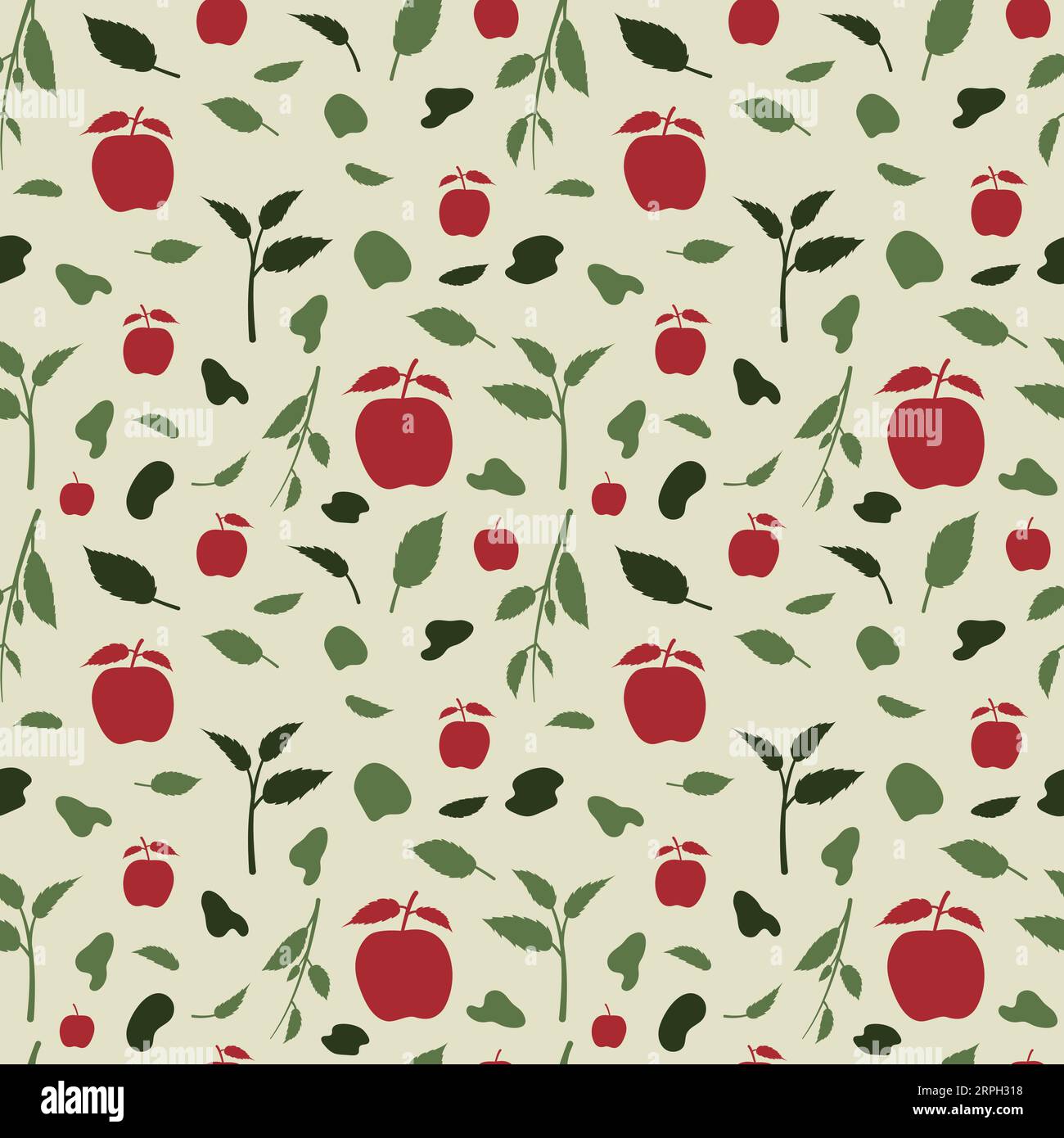 Apple laisse le fond de motif sans couture organique Illustration de Vecteur