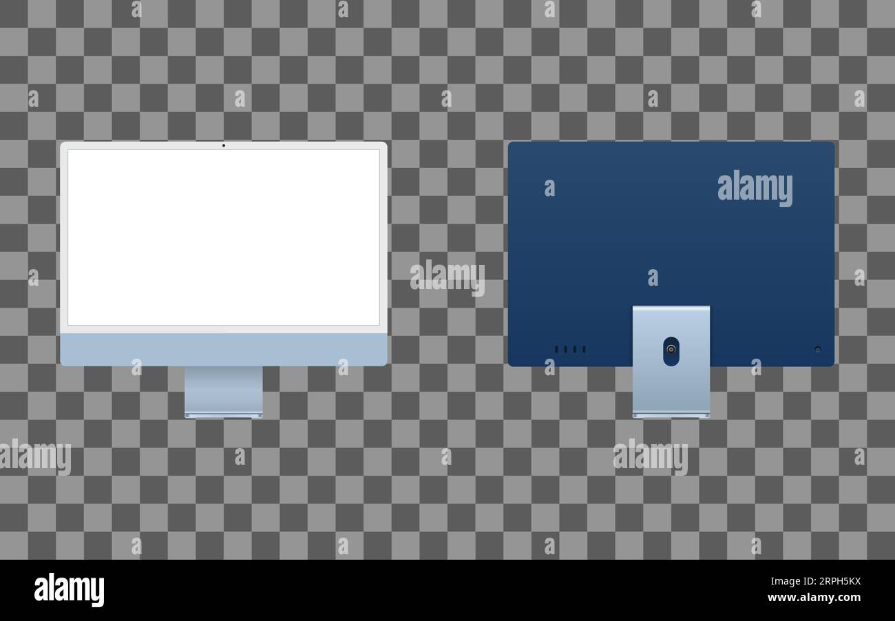 Écran d'ordinateur écran 24 pouces fond de maquette bleu Illustration de Vecteur