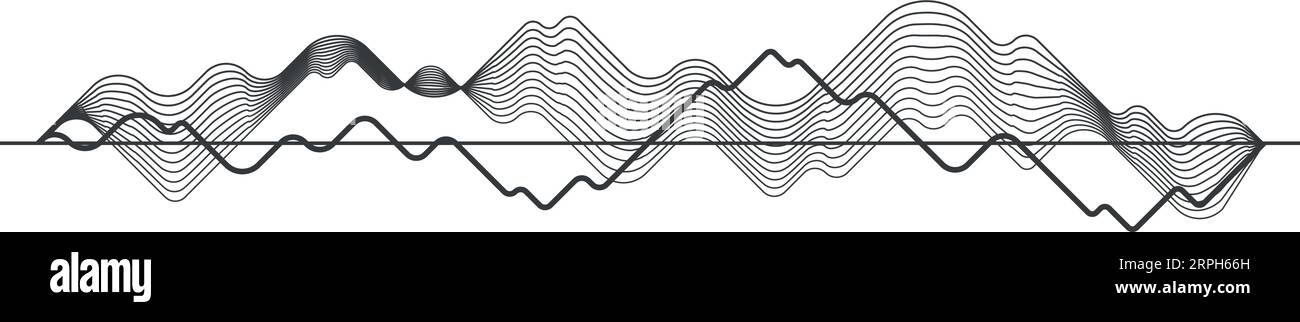 Graphique en courbes ondulées. Courbe de volume. Enregistrement sonore Illustration de Vecteur