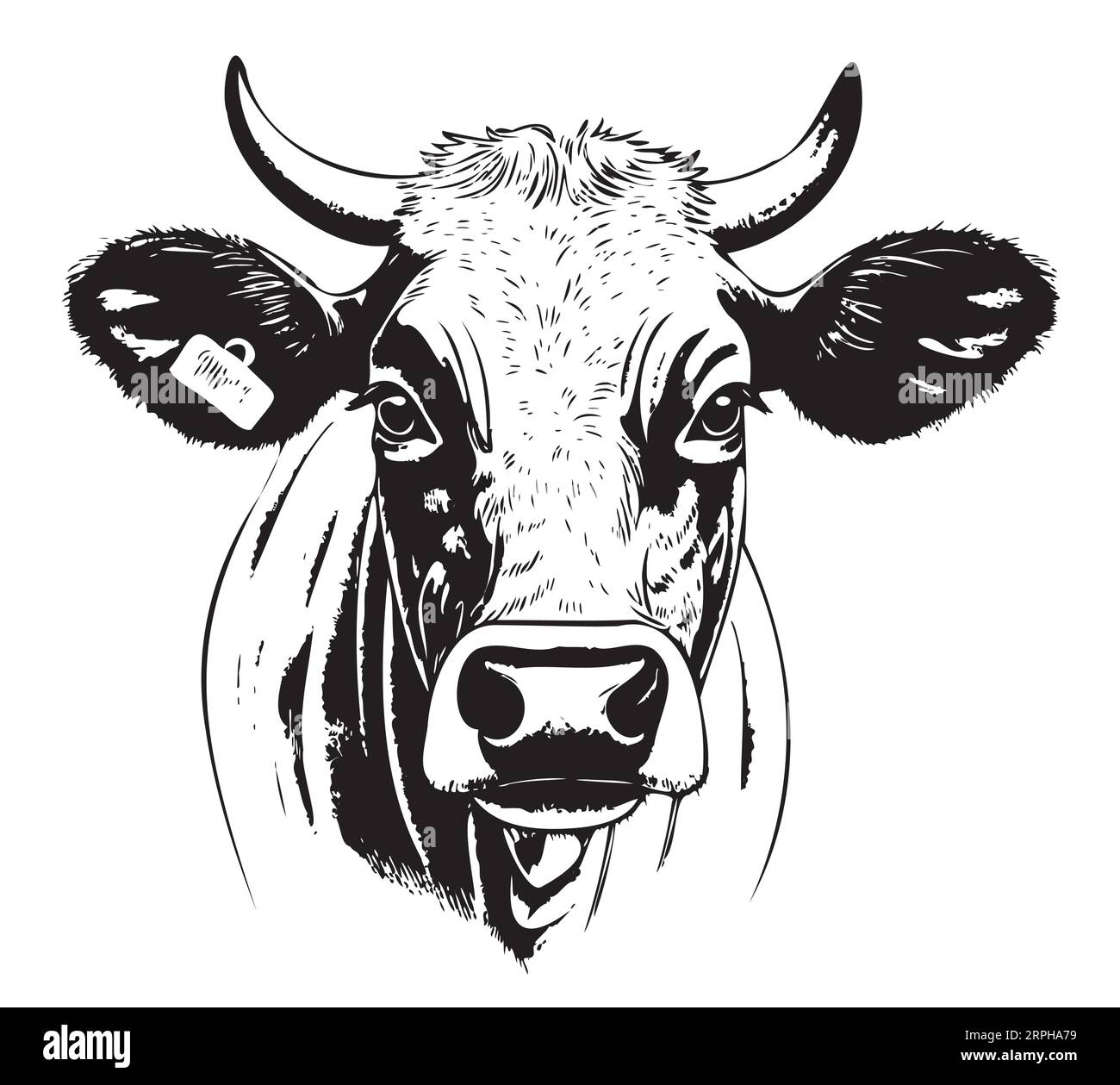 Dessin d'animal de ferme de vache dessin à la main illustration Comic Illustration de Vecteur