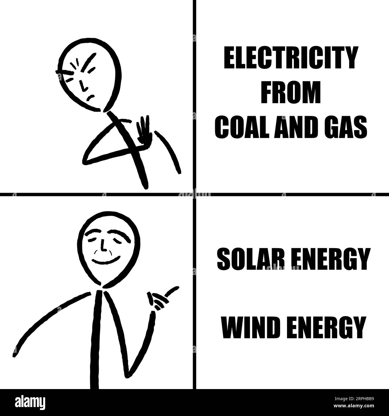 Énergie durable - énergie éolienne et énergie solaire. Meme drôle pour le partage de médias sociaux. Illustration de Vecteur