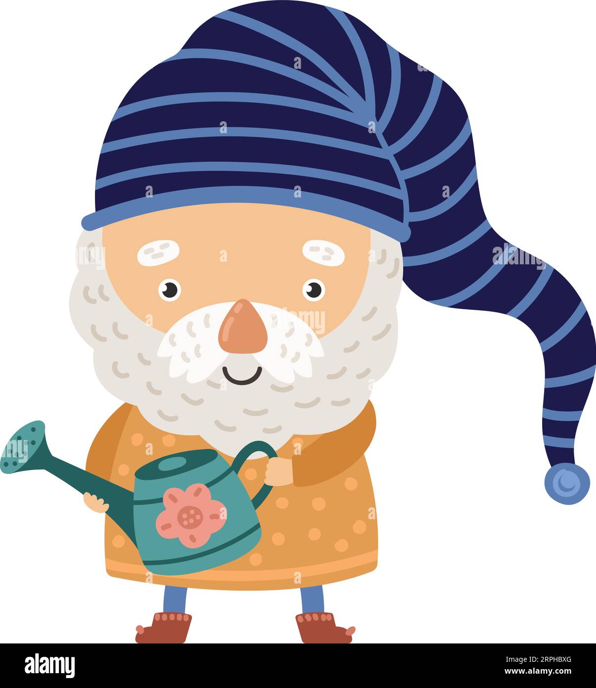 Mignon minuscule nain. Drôle de caractère gnome de jardin Illustration de Vecteur