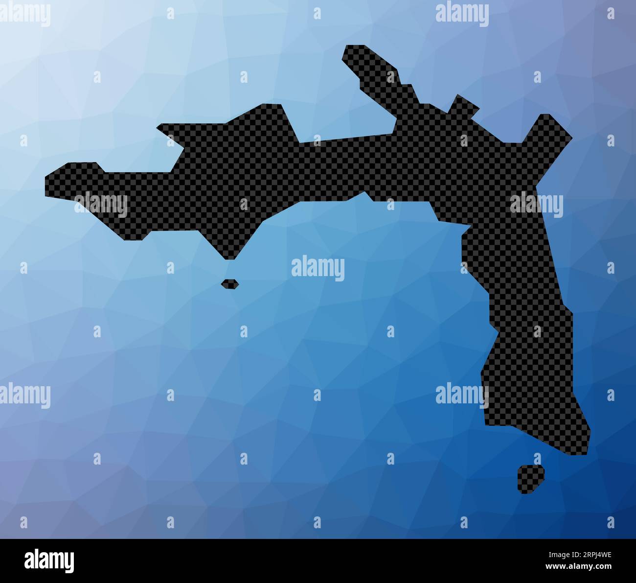 Carte géométrique de Peter Island. Forme de pochoir de Peter Island dans le style poly bas. Illustration vectorielle d'îlot radiant. Illustration de Vecteur
