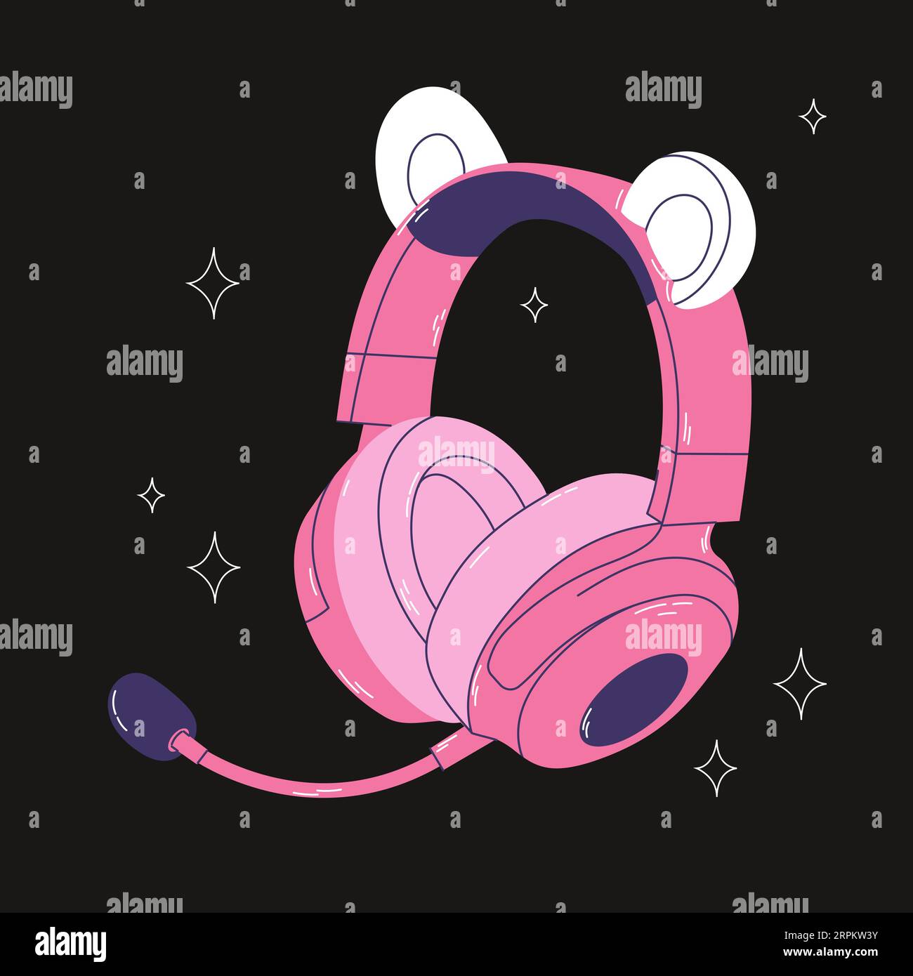 Casque mignon avec oreilles d'ours pour les filles Illustration de Vecteur