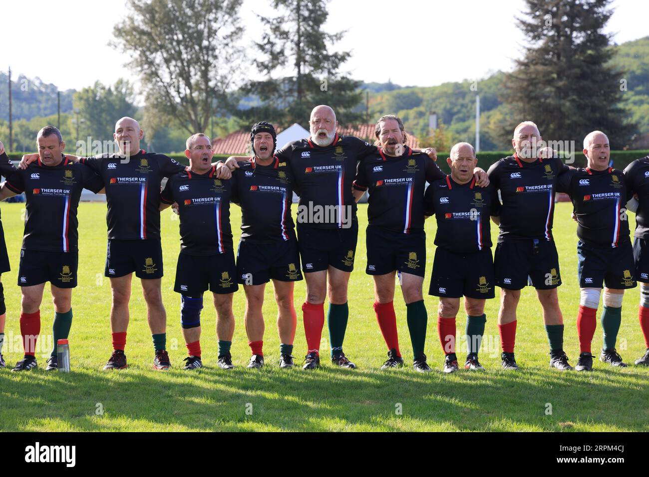 Sarlat, France. 4 septembre 2023. Coupe du monde de rugby parlementaire 2023 en France. Royaume-Uni - Argentine match. Le thé parlementaire argentin Banque D'Images