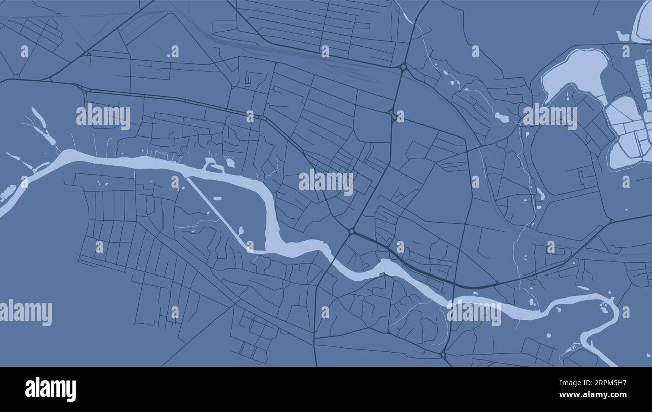 Carte de Blue Bila Tserkva, Ukraine, carte détaillée de la municipalité, panorama Skyline. Carte touristique graphique décorative du territoire de Bila Tserkva. Libre de droits Illustration de Vecteur