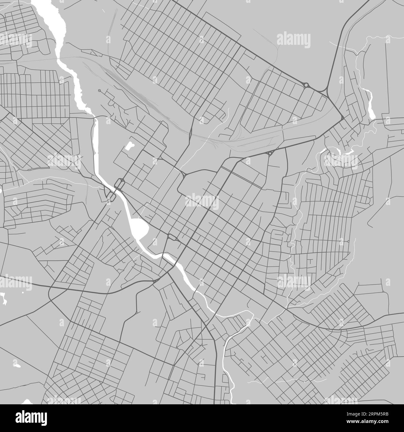 Carte de Kropyvnytskyi ville, Ukraine. Affiche urbaine en noir et blanc. Image de la carte routière avec vue de la zone urbaine. Illustration de Vecteur
