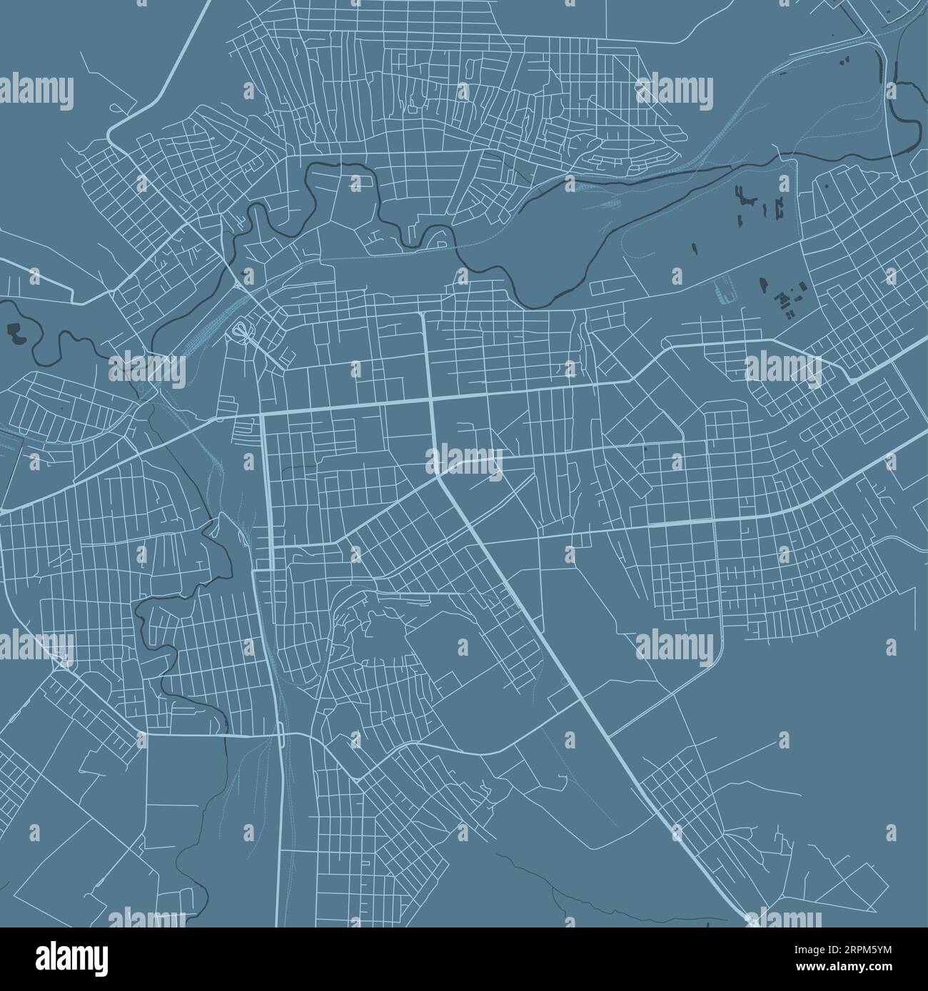 Carte de Blue Luhansk, Ukraine, carte détaillée de la municipalité, panorama Skyline. Carte touristique graphique décorative du territoire de Louhansk. Vecteur libre de droit illus Illustration de Vecteur