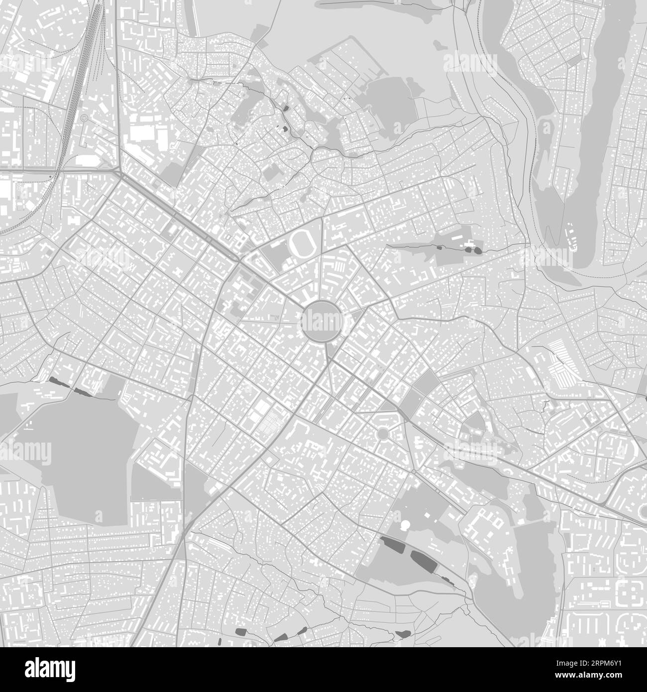 Carte de Poltava ville, Ukraine. Affiche urbaine en noir et blanc. Image de la carte routière avec vue de la zone urbaine. Illustration de Vecteur
