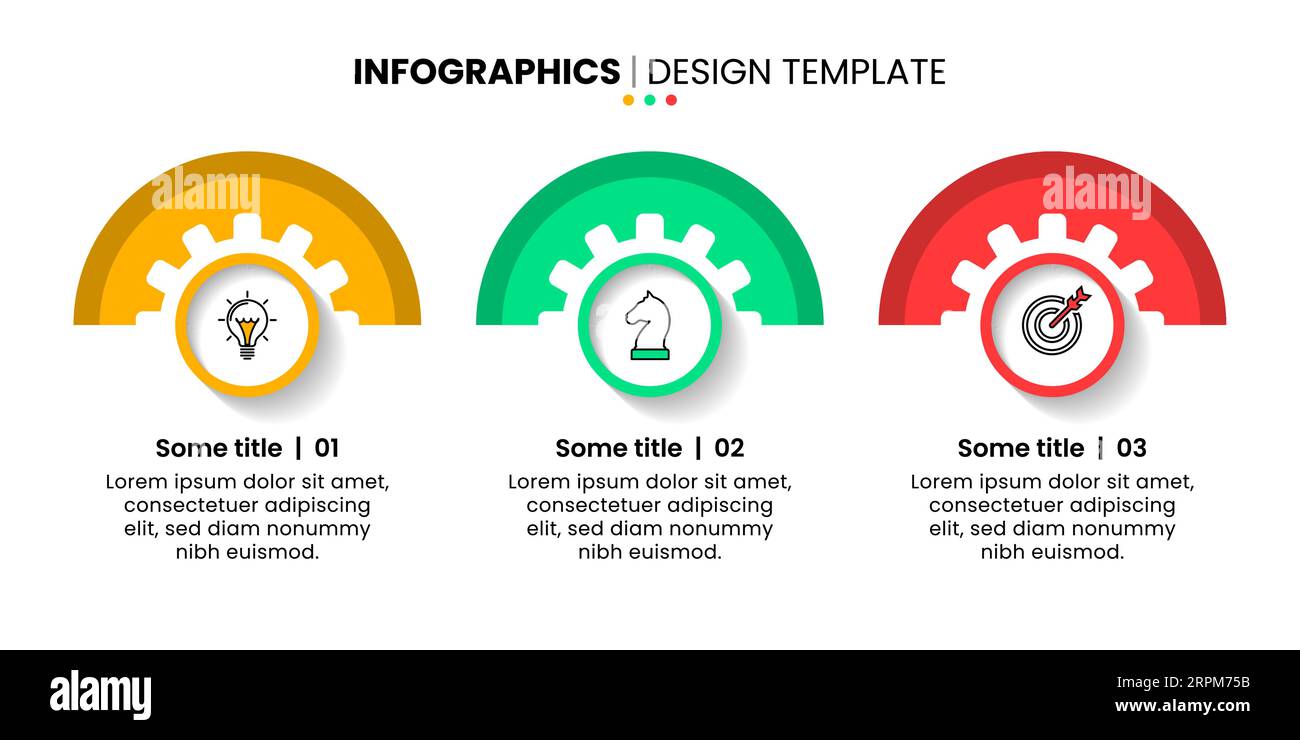 Modèle d'infographie avec icônes et 3 options ou étapes. Engrenages. Peut être utilisé pour la mise en page de flux de travail, le diagramme, la bannière, la conception Web. Illustration vectorielle Illustration de Vecteur