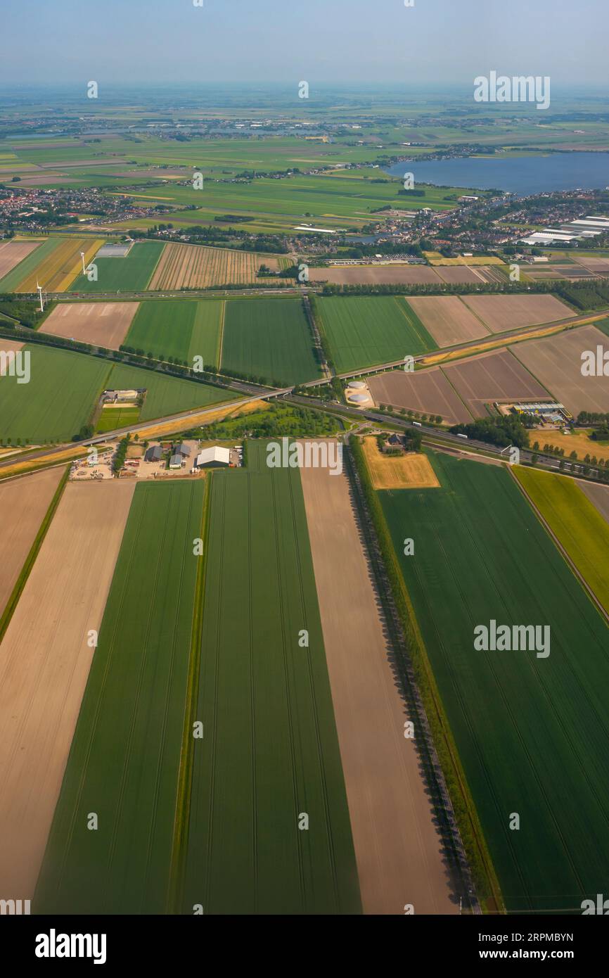 Une vue aérienne de terres agricoles en Hollande Banque D'Images