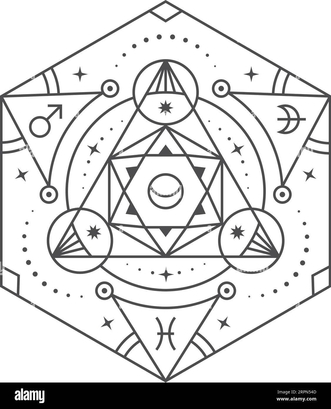 Symbole de ligne géométrique abstraite ésotérique rituel spirituel Illustration de Vecteur