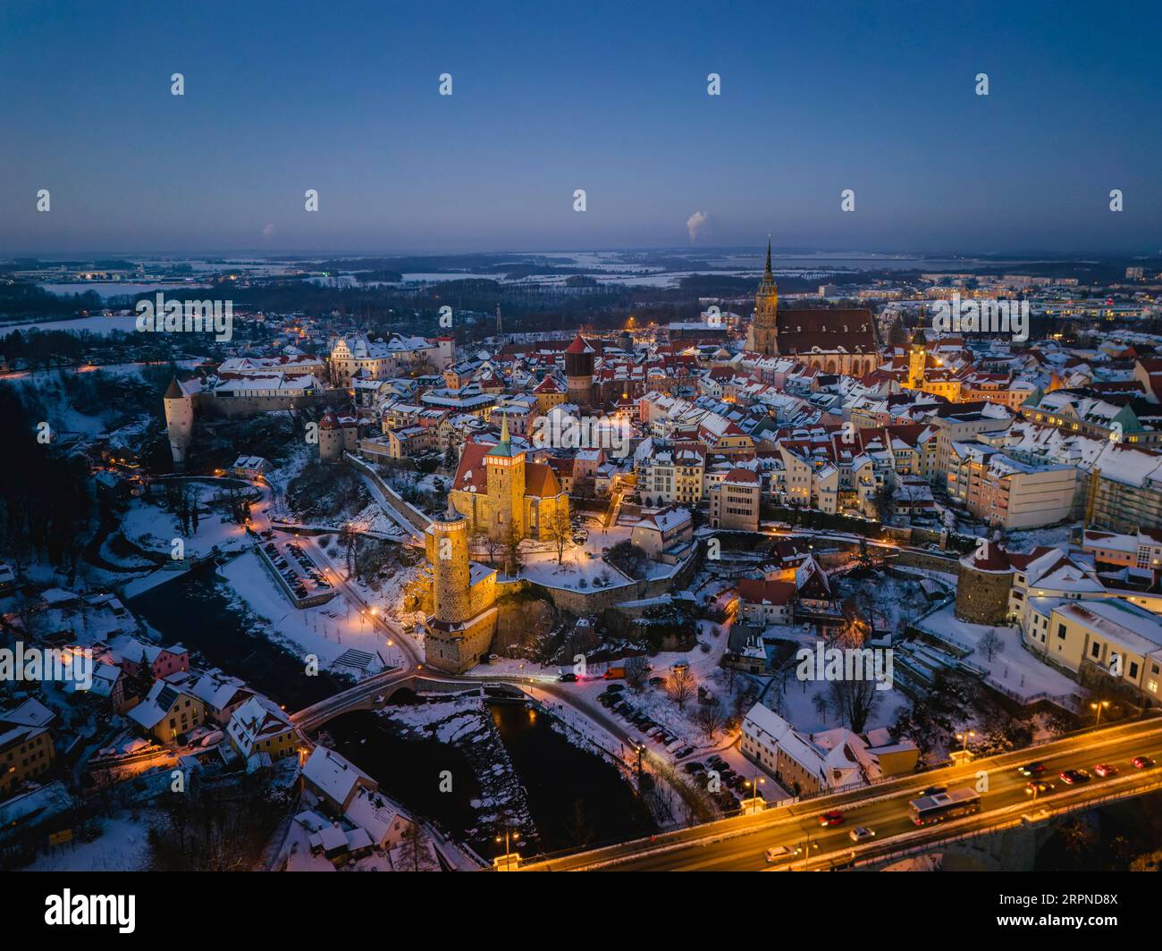 Vieille ville de Bautzen avec Waterworks Banque D'Images