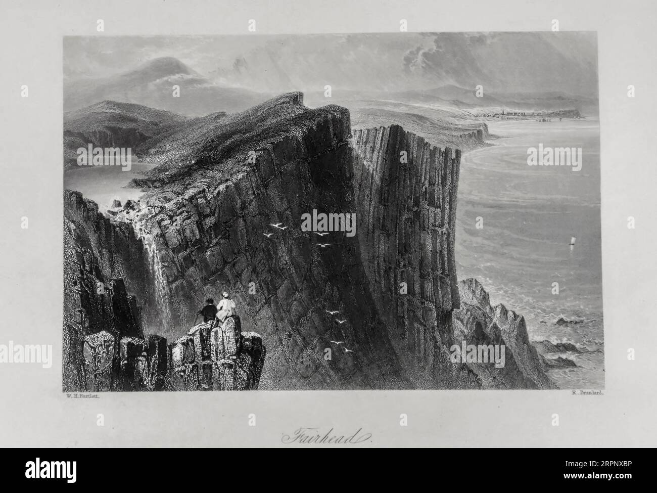 Fairhead The Scenery and Antiquities of Ireland par Bartlett, W. H. (William Henry), 1809-1854, Illustrator.Volume 1. Éditeur Londres : G. Virtue 1842 William Henry Bartlett (26 mars 1809 – 13 septembre 1854) était un artiste britannique, surtout connu pour ses nombreux dessins rendus en gravures sur acier. Banque D'Images