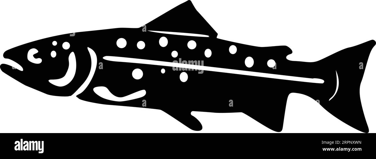 Illustration en noir et blanc d'un saumon Illustration de Vecteur