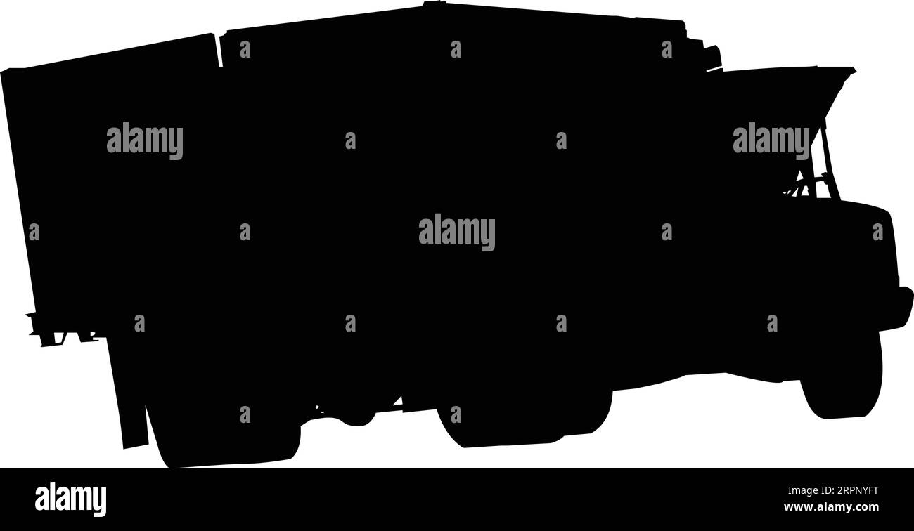 Silhouette d'un camion de travail sur le bord de la route avec des problèmes de moteur Illustration de Vecteur