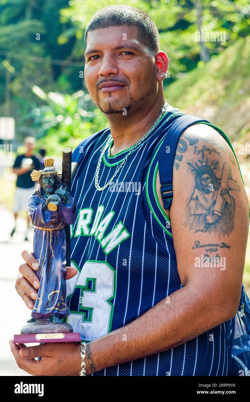 Panama, Portobelo. Le Festival du Christ Noir sur Oktober 21, rassemble des pèlerins de tout le pays pour célébrer en l'honneur de Jésus. Banque D'Images