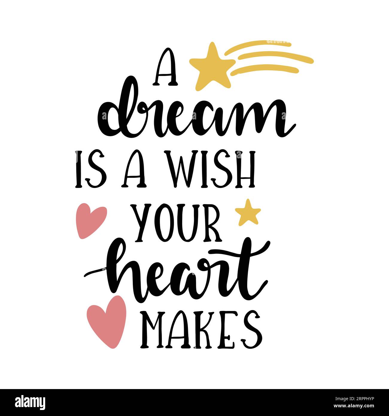 Un rêve est un souhait votre cœur fait la typographie t-shirt design, t-shirt imprimé, calligraphie, lettrage, t-shirt designs, motif t-shirt silhouette Illustration de Vecteur