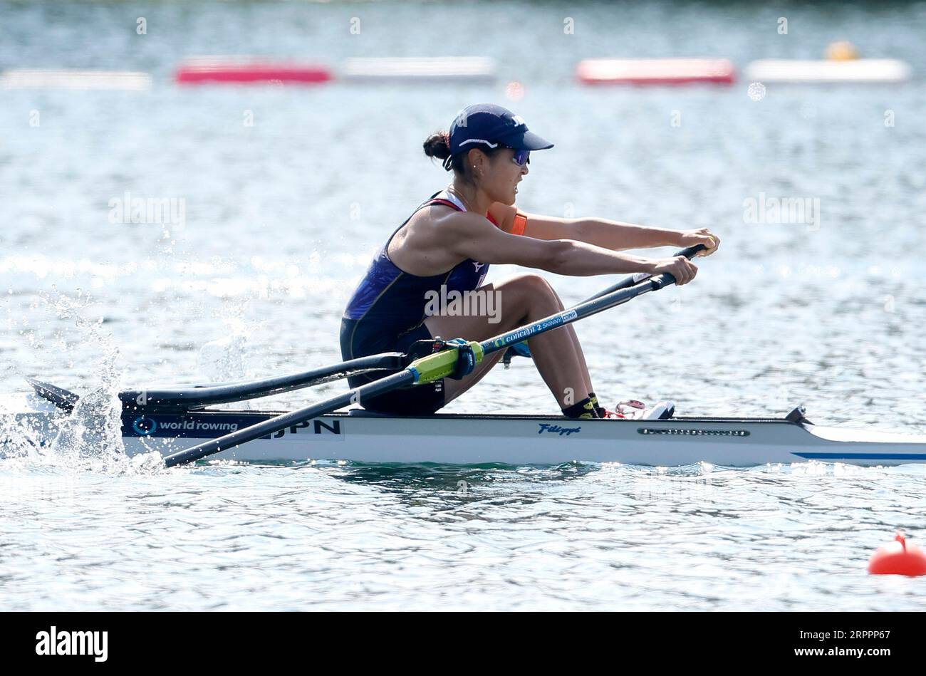 Belgrade, Serbie. 5 septembre 2023. La japonaise Chiaki Tomita participe à la course de repêchage des monocoques légères aux Championnats du monde d'aviron 2023 à Belgrade, Serbie, le 5 septembre 2023. Crédit : Predrag Milosavljevic/Xinhua/Alamy Live News Banque D'Images