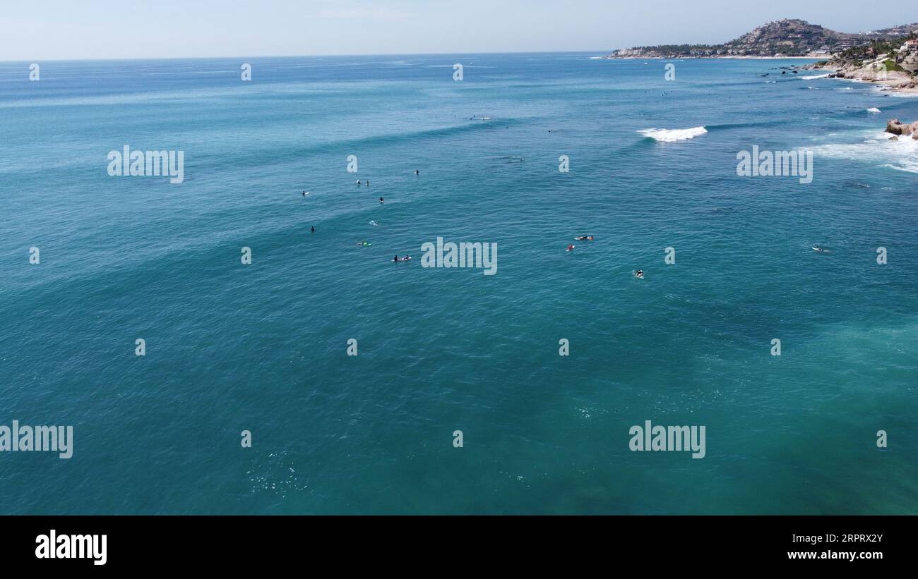 PHOTOGRAPHIE AVEC DRONE SUR LA PLAGE COSTA AZUL À CABO SAN LUCAS BAJA CALIFORNIA SUR MEXICO Banque D'Images