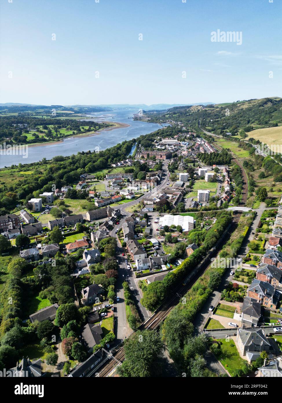 Vue aérienne du Old Kilpatrick West Dunbartonshire par drone Banque D'Images