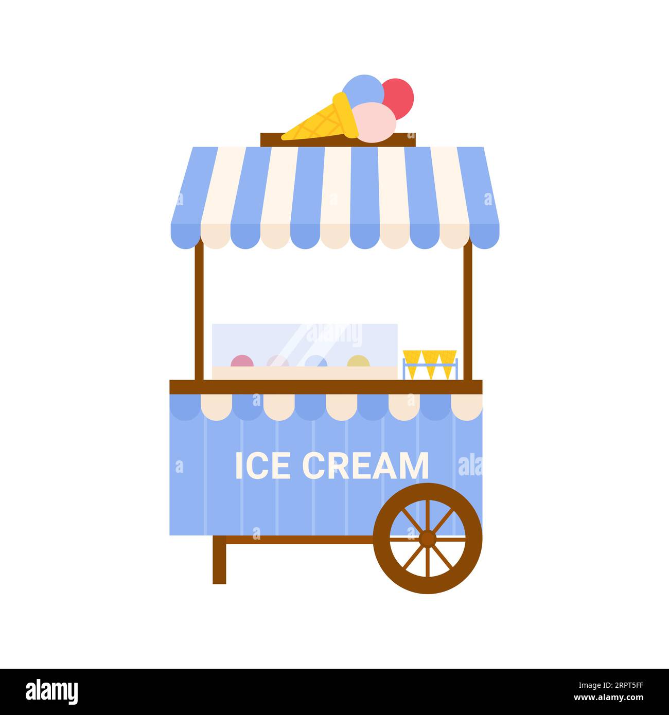 Chariot de glace de cirque. Nourriture de rue de parc d'attractions, dessert sucré pour l'illustration vectorielle de dessin animé d'enfants Illustration de Vecteur