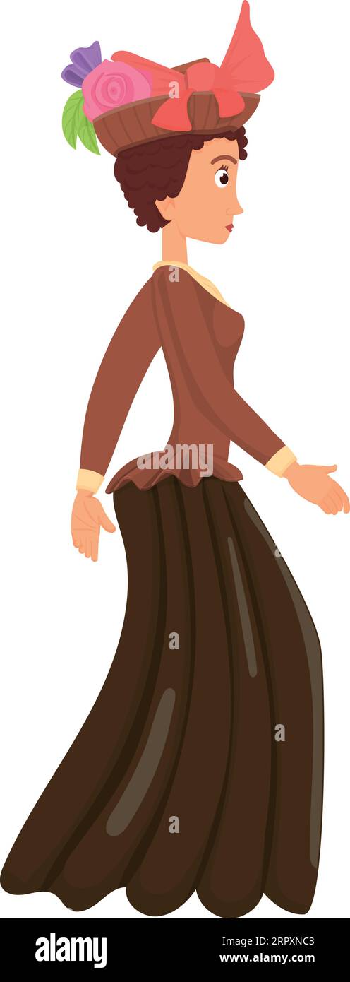 Femme en tenue médiévale. Mode féminine historique. Personnage ambulant Illustration de Vecteur