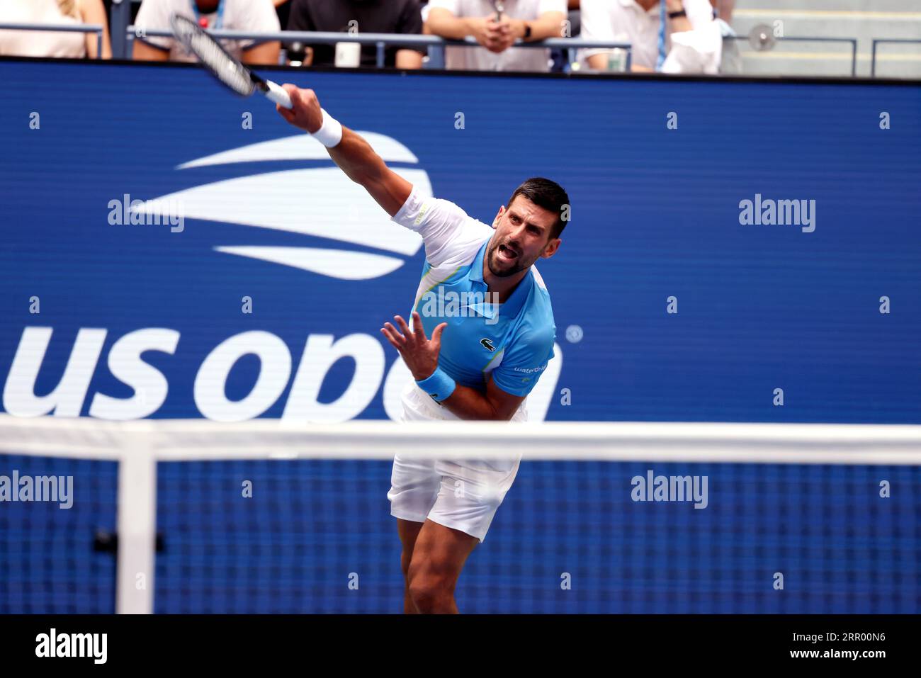 New York, États-Unis. 05 septembre 2023. Novak Djokovic lors de son match de quart de finale contre Taylor Frtiz des États-Unis à l'US Open. Photographie par crédit : Adam Stoltman/Alamy Live News Banque D'Images