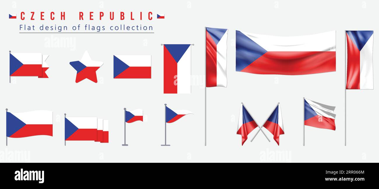 Drapeau de la République tchèque, design plat de la collection de drapeaux Illustration de Vecteur