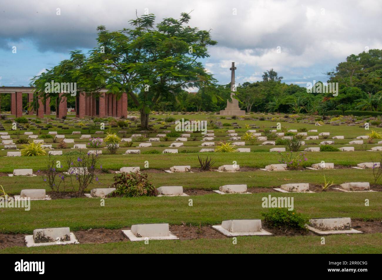 Mémorial de guerre de Labuan, cimetière militaire du Commonwealth sur l'île de Labuan, en Malaisie, où les forces japonaises se sont rendues en 1945 Banque D'Images