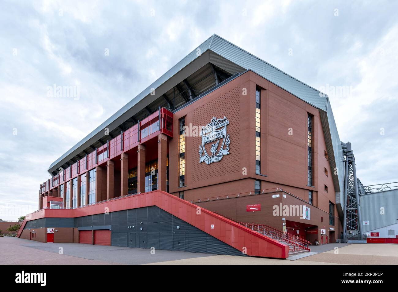 Stade Anfield, stade du Liverpool football Club, Merseyside, Royaume-Uni Banque D'Images