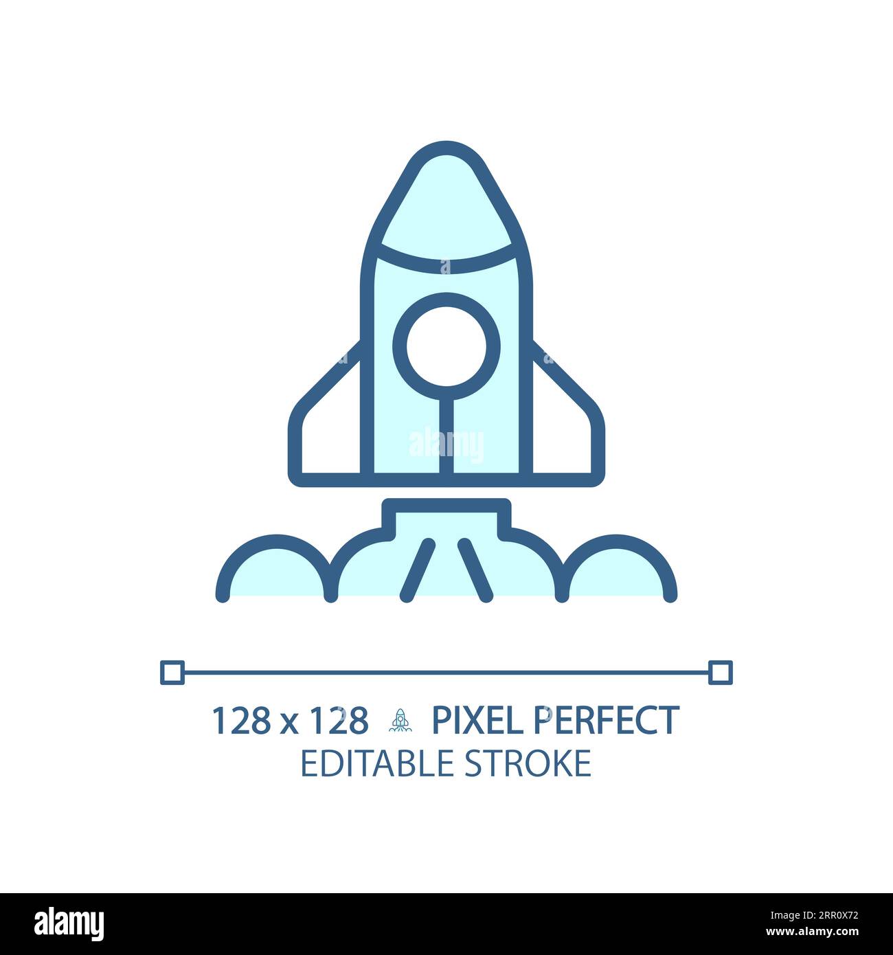 Icône bleu clair pixel Perfect de lancement spatial Illustration de Vecteur