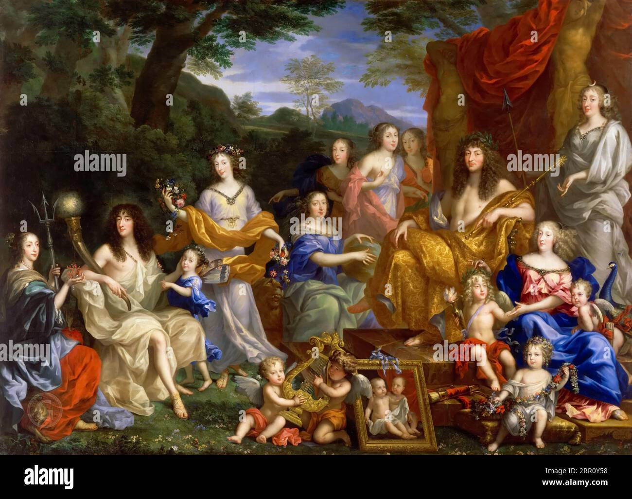 Jean Nocret I -- la famille de Louis XIV 1670, 305х420 Banque D'Images