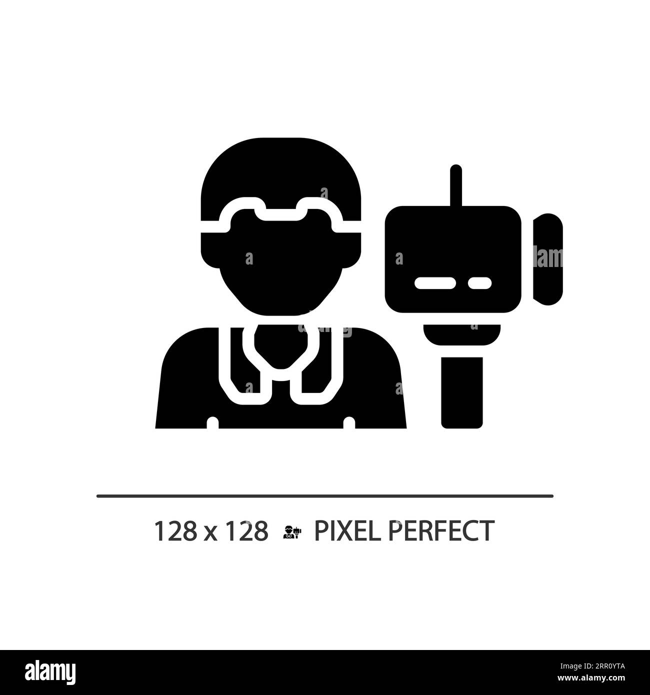 Icône de cameraman de style glyphe 2D. Illustration de Vecteur