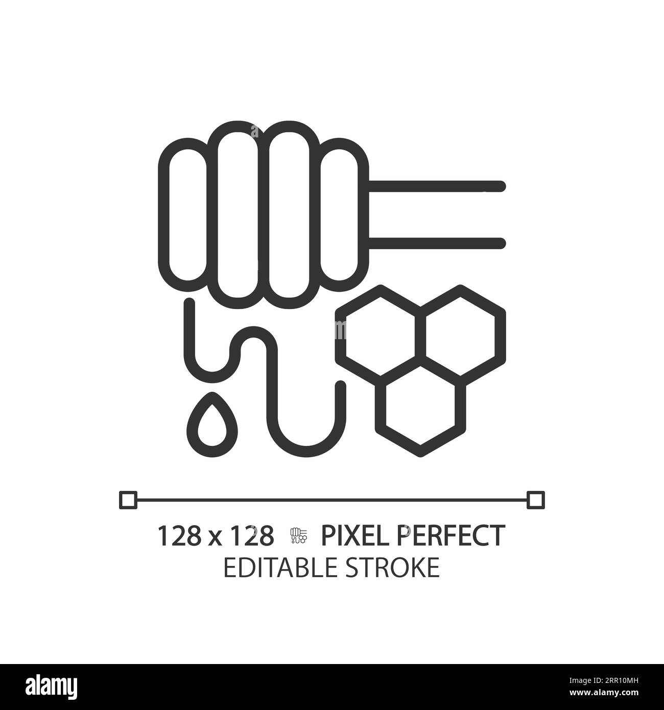Icône de miel noir linéaire mince personnalisable en 2D. Illustration de Vecteur