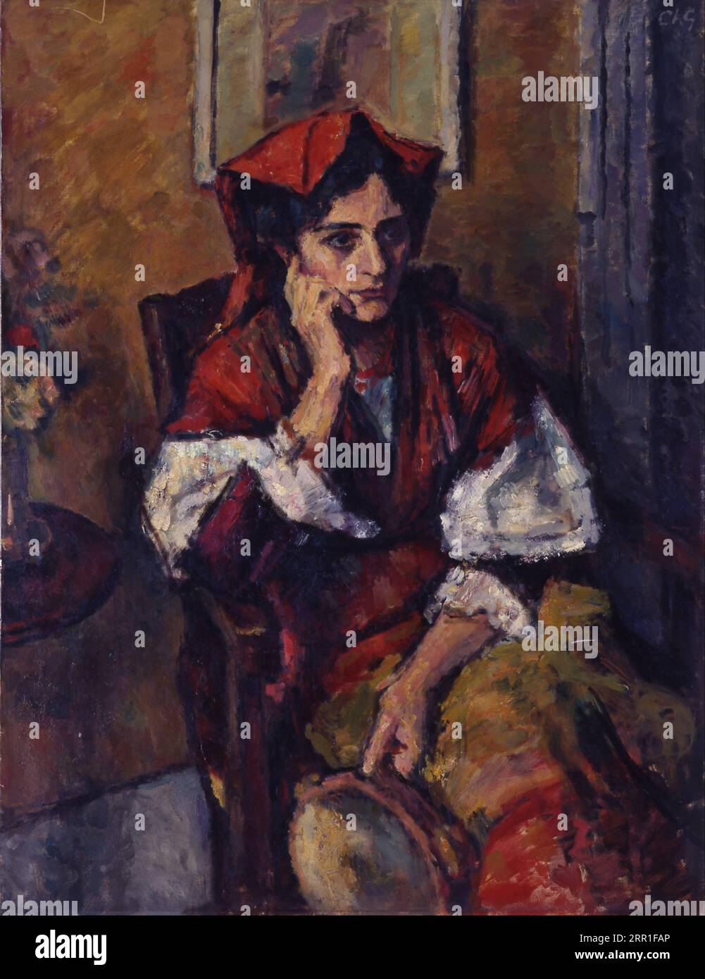 Femme italienne avec Tambourin (1911 - c.1914) de Charles-François-Prosper Guérin Banque D'Images